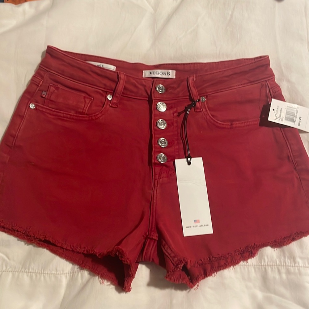 NEW ❤️ Vigoss Ace High Rise Luxe Stretch Red Short Size 28 NWT
